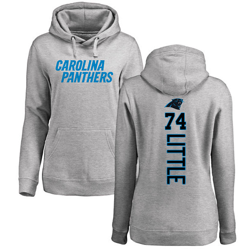 Carolina Panthers Ash Women Greg Little Backer NFL Football #74 Pullover Hoodie Sweatshirts->women nfl jersey->Women Jersey